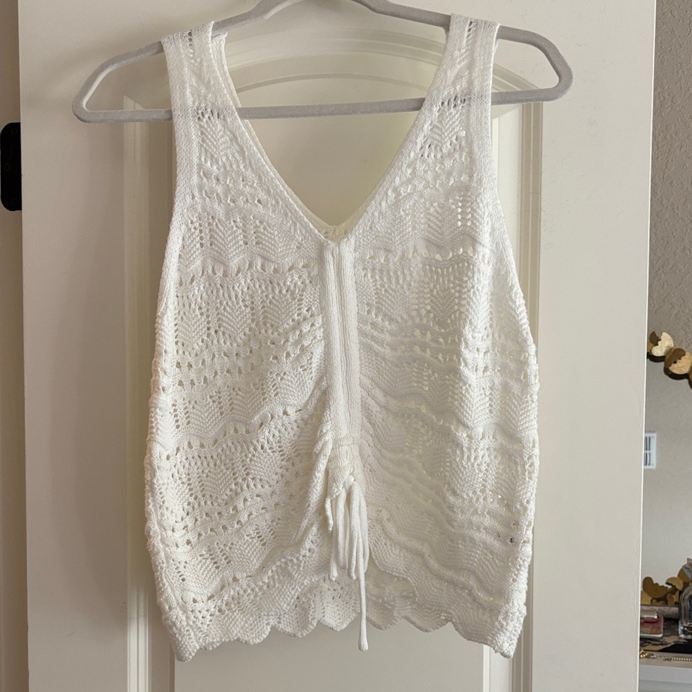 White Lace Knit Top
